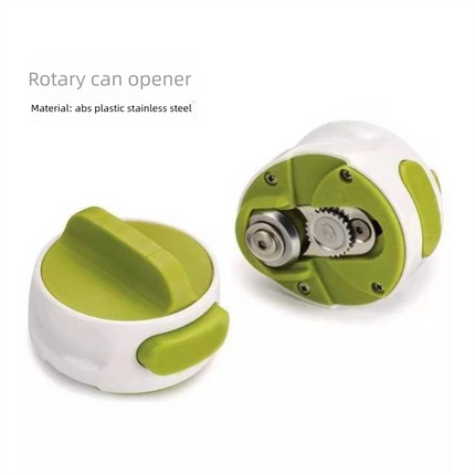 Green Manual Rotary Can Opener - Compact ABS Plastic & Stainless Steel - Smooth Edge Cutting, Easy Twist Operation, Space Saving Kitchen Gadget for Home and Travel
