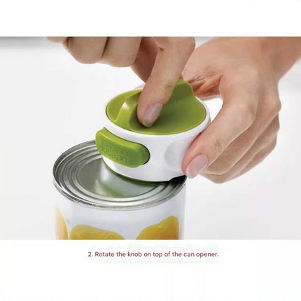 Green Manual Rotary Can Opener - Compact ABS Plastic & Stainless Steel - Smooth Edge Cutting, Easy Twist Operation, Space Saving Kitchen Gadget for Home and Travel