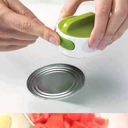 Green Manual Rotary Can Opener - Compact ABS Plastic & Stainless Steel - Smooth Edge Cutting, Easy Twist Operation, Space Saving Kitchen Gadget for Home and Travel