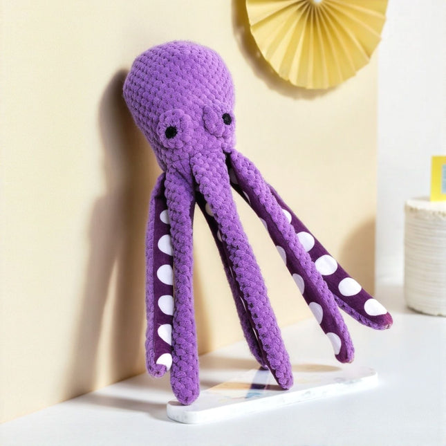2-Pack Purple Plush Octopus Dog Toy with Squeaker (35cm)