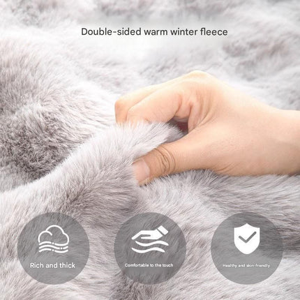 Grey Large Plush Dog Bed - Extra Thick Winter Warmth, Machine Washable & Non-Slip Pet Mat for Large Dogs (60cm)