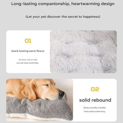 Grey Large Plush Dog Bed - Extra Thick Winter Warmth, Machine Washable & Non-Slip Pet Mat for Large Dogs (60cm)