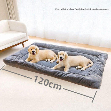 Grey Large Plush Dog Bed - Extra Thick Winter Warmth, Machine Washable & Non-Slip Pet Mat for Large Dogs (60cm)