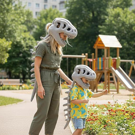 120CM Green Funny Dinosaur Skeleton Plush Headwear – Quirky Bone Fossil Plushie Hat & Huggable Doll for Party Costumes and Birthday Gifts