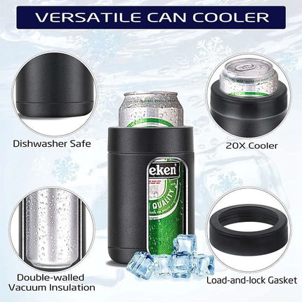3-in-1 Beer Bottle Insulated Tumbler and Can Cooler with Bottle Opener – Double Wall Stainless Steel Soda Can Insulator & Holder for Car Outdoor Beverage Storage, 12oz Blue
