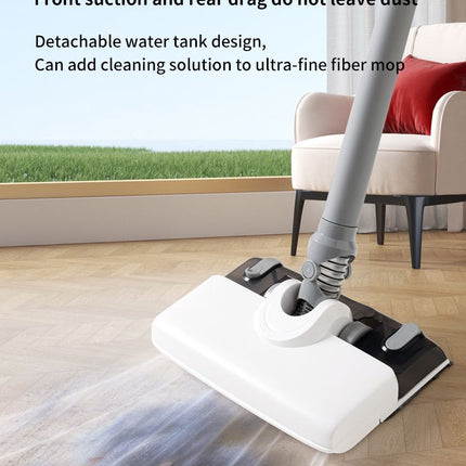 White Wireless Stick Vacuum and Stereoscopic Mop with 2 Filters, Swivel Brush Head and 106cm Handled Pole - One Click Operation, 19KPA Super Suction, 300ML Detachable Water Tank, 600ML Dust Cup for Floor Blind Spot and Wet Dry Dual Use