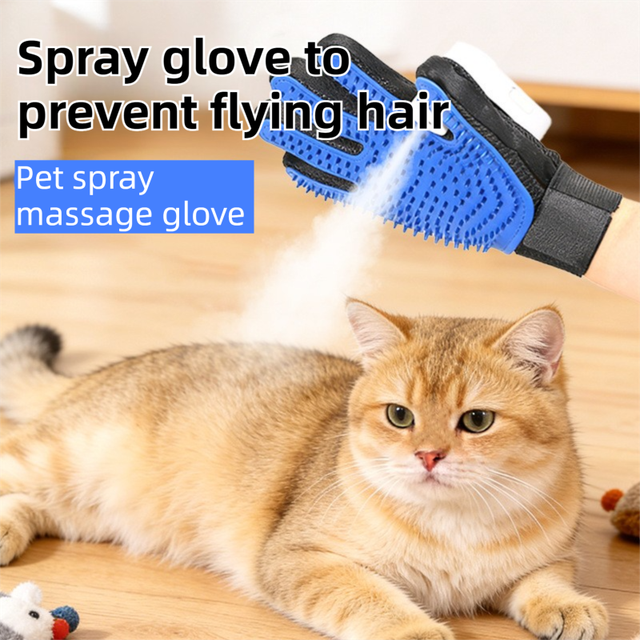Black Blue Pet Grooming Spray Glove with Pink Detachable Typec – product detail