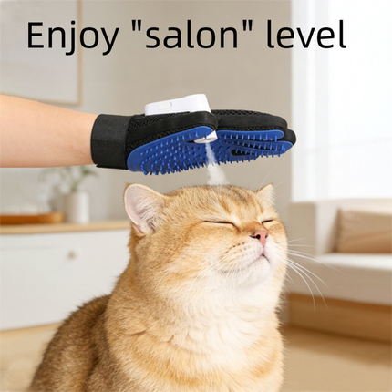 Black Blue Pet Grooming Spray Glove with Pink Detachable Typec Mister - TPR Soft Deshedding & Massage Brush Glove for Cats and Dogs, Anti Static Spray to Reduce Flying Fur and Easy to Clean