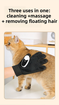 Black Blue Pet Grooming Spray Glove with Black Detachable Typec Mister - TPR Soft Deshedding & Massage Brush Glove for Cats and Dogs, Anti Static Spray to Reduce Flying Fur and Easy to Clean