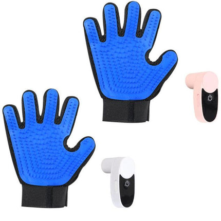 2PCS Black Blue Pet Grooming Spray Glove with Pink & White Detachable Typec Mister - TPR Soft Deshedding & Massage Brush Glove for Cats and Dogs, Anti Static Spray to Reduce Flying Fur and Easy to Clean