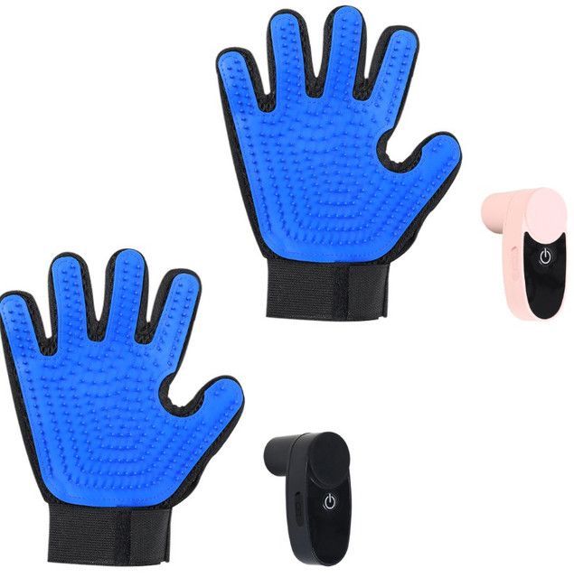 2PCS Black Blue Pet Grooming Spray Glove with Pink & Black Detachable Typec V888-ELOSUNG52041