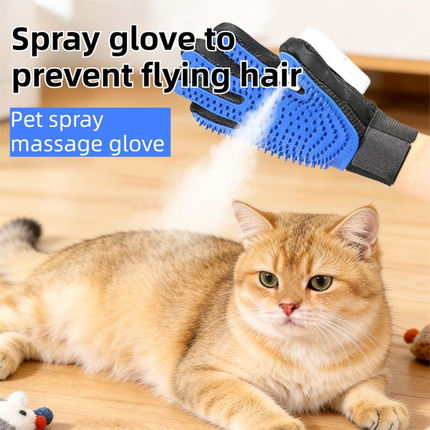 2PCS Black Blue Pet Grooming Spray Glove with Pink & Black Detachable Typec Mister - TPR Soft Deshedding & Massage Brush Glove for Cats and Dogs, Anti Static Spray to Reduce Flying Fur and Easy to Clean