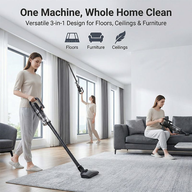 Black Cordless Handheld Vacuum Cleaner with 5 Brush Attachments & LED Light for Home – product detail