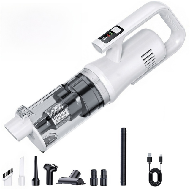 White Cordless Handheld Vacuum Cleaner with 5 Brush Attachments & LED Light for Home V888-ELOSUNG52043