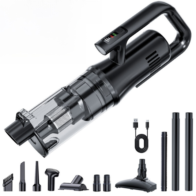 Black Cordless Handheld Vacuum Cleaner & 180 Degree Swivel Mop with 6 Brush Attachments & LED Light for Home