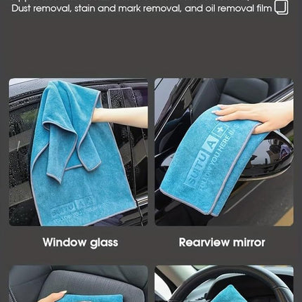 Blue Microfiber Car Cleaning Towel (60 x 180 CM) and 20L Foldable Self Standing Water Bucket (Include Zipper Bag) Combo Set - Super Absorbent and Scratch Free for Car Detailing Drying and Home Cleaning
