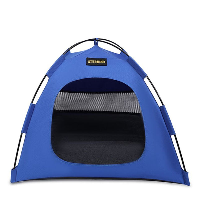 Blue All-Weather Portable Pet Tent with Dual-Sided Cushion & Insect-Proof Mesh M Size 50 x
