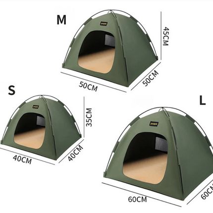 Grey All-Weather Portable Pet Tent with Dual-Sided Cushion & Insect-Proof Mesh – S Size 40 x 40 x 35 cm, Waterproof & Sun-Proof Outdoor Four Corner Dome Kennel for Dogs & Cats Travel Camping