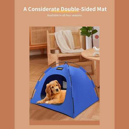 Grey All-Weather Portable Pet Tent with Dual-Sided Cushion & Insect-Proof Mesh – L Size 60 x 60 x 50 cm, Waterproof & Sun-Proof Outdoor Four Corner Dome Kennel for Dogs & Cats Travel Camping