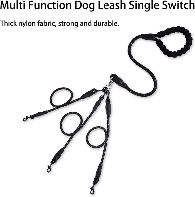Red 3-in-1 No-Tangle Dog Leash for 1-3 Small Large Dogs Heavy Duty 360 Degree Swivel Bungee Coupler with – product detail