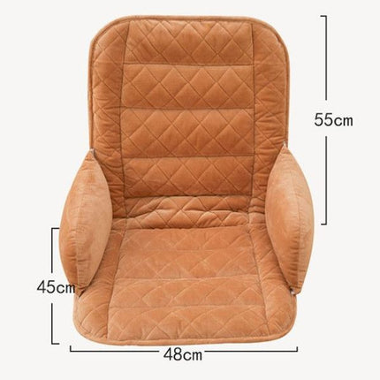 Pink Premium Quilted Plush Integrated Seat Cushion & Backrest – Thickened Lumbar Support Pad with Detachable Armrests, Secure Buckle and Washable Cover for Office Chair Long Sitting