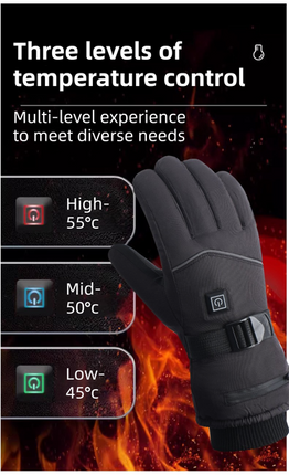 Winter 3 Level Intelligent Heated Gloves with Touchscreen Fingertip - Waterproof Thermal Gloves for Skiing & Outdoor Sports, 360° All-Finger + Hand's Back Large Heating Coverage (Battery Operated)