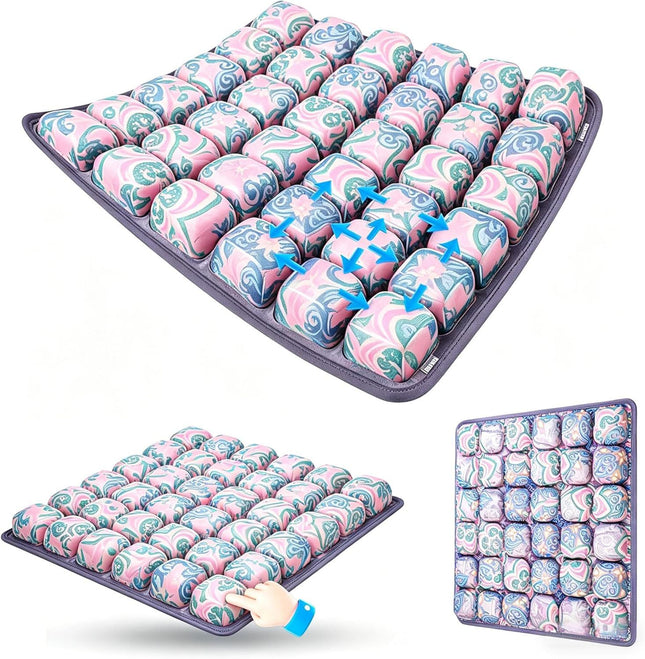 Bohemian Style Portable 3D Aircell Travel Inflatable Seat Cushion with Built-in Pump 36 Airbags