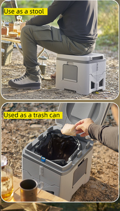 Portable Travel Toilet with Integrated Dual Storage Wings & Odor-Proof Lid – Ergonomic Reusable Foldable Commode with 12.7cm Folding Height for Car Travel & Outdoor Use (Black)