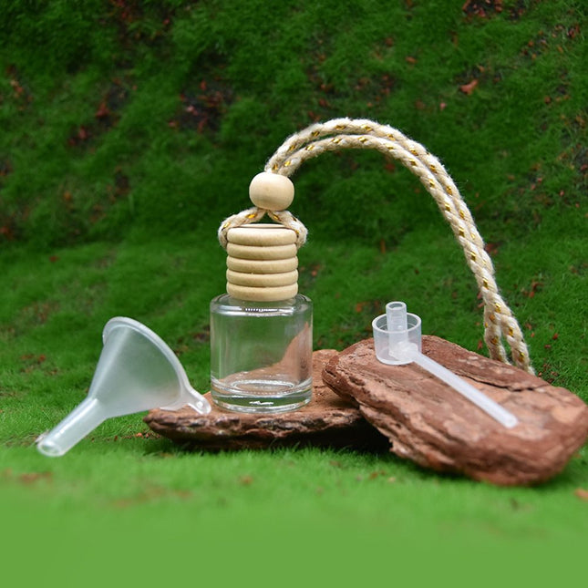 3 Set of Empty Car Diffuser Bottles with Long-Nozzle Sprayer and Funnel – 8ml Hanging Glass Perfume Pendant for Essential Oils and Fragrances