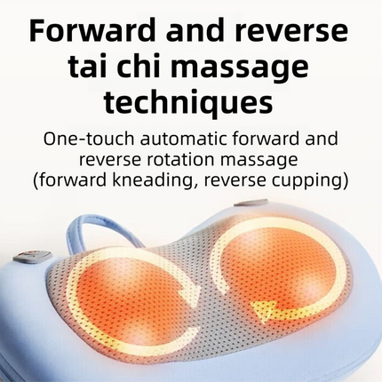 Grey Wireless Rechargeable Cervical & Lumbar Massager Pillow with 4 High/Low Massage Points, 42°C Constant Heat, 3 Speeds and Adjustable Strap – Multifunctional Shiatsu Back Massage Cushion for Neck Waist Shoulder Relief