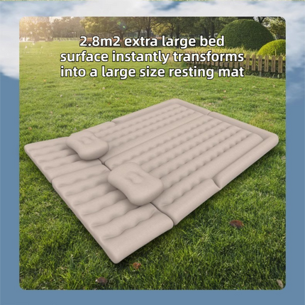 Black Multi-Chamber Car Inflatable Air Mattress with Electric Pump, Storage Bag & Pillows for Universal Trunk Sleeping and Camping (174 x 126 CM)