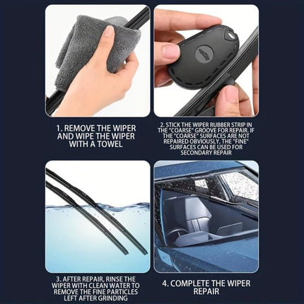4PCS Gold Portable Car Windshield Wiper Blade Repair Tool - Triple the Wiper Lifespan – Dual Grit Sanding Restorer and Trimmer for Wiper Rubber Strips