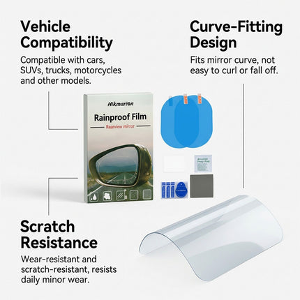 2 Set of Car Rearview Mirror HD Rainproof Film with Complete Installation Tool Kit – Anti Fog Waterproof Protective Shield Sticker, Hydrophobic Glare-Reducing Clear Membrane