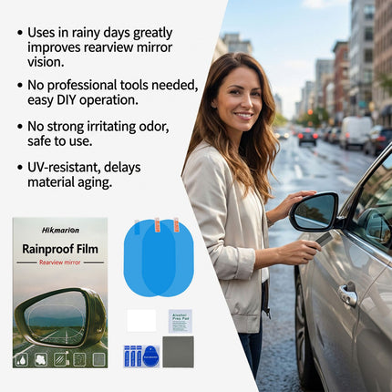 2 Set of Car Rearview Mirror HD Rainproof Film with Complete Installation Tool Kit – Anti Fog Waterproof Protective Shield Sticker, Hydrophobic Glare-Reducing Clear Membrane