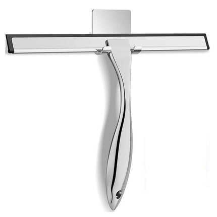 Silver Stainless Steel Glass Squeegee for Car Windshield & Countertop – 10 inch Hydrophobic Window Cleaner & Squeegee Blade with Adhesive Holder Hook