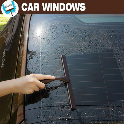 Silver Stainless Steel Glass Squeegee for Car Windshield & Countertop – 10 inch Hydrophobic Window Cleaner & Squeegee Blade with Adhesive Holder Hook