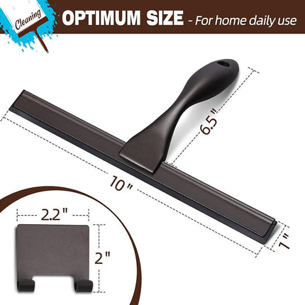 Silver Stainless Steel Glass Squeegee for Car Windshield & Countertop – 10 inch Hydrophobic Window Cleaner & Squeegee Blade with Adhesive Holder Hook