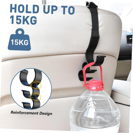 2PCS Multifunctional Car Seat Back Triple Hooks Organizer for Purses Umbrellas Bags – Heavy Duty 15kg Easy Install Headrest Hangers for Car Interior Storage, Adjustable 23cm