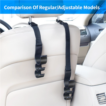 2PCS Multifunctional Car Seat Back Triple Hooks Organizer for Purses Umbrellas Bags – Heavy Duty 15kg Easy Install Headrest Hangers for Car Interior Storage, Adjustable 23cm