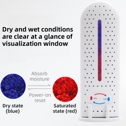 Mini Renewable Dehumidifier Device for Cupboard Drawer Basement – Wireless Rechargeable Silica Gel Wardrobe Moisture Absorber & Anti-Mould Dessicant Dryer Box