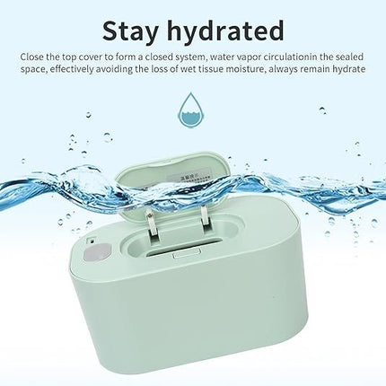 Green Portable USB Baby Wipe Warmer with LED Display and Top-Heating Moisture Protection – Intelligent Constant Temp Dispenser Case for Travel and Home