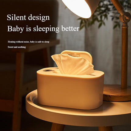 White Portable USB Baby Wipe Warmer with LED Display and Top-Heating Moisture Protection – Intelligent Constant Temp Dispenser Case for Travel and Home