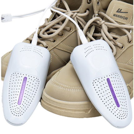 1 Pairs Light Grey Portable USB Shoe Dryer – Intelligent Constant Temp Boot Warmer Built-In Violet Light for Deodorising & 360° All-Round Cyclic Thermal Drying