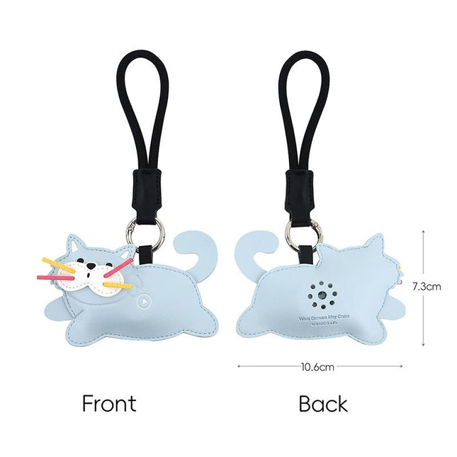 Blue Cat Squeeze Meow Sounding Keychain Pendant – Eco-Friendly Leather Cat and Dog Bag Charm for Stress Relief, Backpack Decor, and Gift Giving