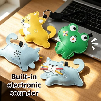 Shiba Inu Squeeze Meow Sounding Keychain Pendant – Eco-Friendly Leather Cat and Dog Bag Charm for Stress Relief, Backpack Decor and Gift Giving
