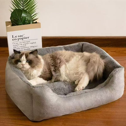 40x30x14CM Grey Premium Plush Pet Bed and Cozy Cushion Mat with Removable Flannel Cover & Non-Slip Waterproof Oxford Bottom for Cats Dogs Car & Home Universal Use