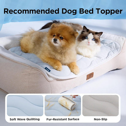 150 x 101 CM Blue Premium Wave Quiltied Pet Cooling Mat - Washable Self-Cooling Blanket with Anti-Stick Hair Surface & Non-Slip Base for Cats Dogs and Human Versatile Use
