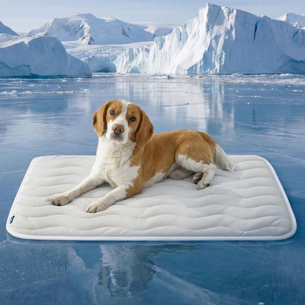91 x 58 CM Grey Premium Wave Quiltied Pet Cooling Mat - Washable Self-Cooling Blanket with Anti-Stick Hair Surface & Non-Slip Base for Cats Dogs and Human Versatile Use