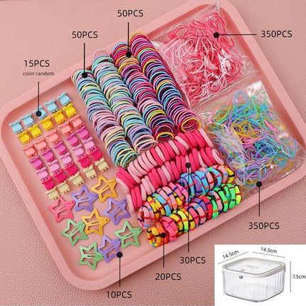 895-Piece Cute Hair Accessories Gift Set with Elastic Rubber Bands & Hair Clips Organizer Box - Perfect Gift for Girls