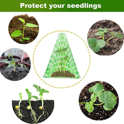 10-Pack Reusable Garden Seedling Protective Covers with Securing Earth Pegs – Ventilated Windproof and Frost Guard Cones for Veggie & Flower Saplings